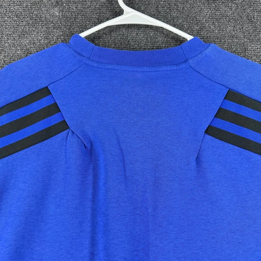 Adidas Sweatshirt Mens‎ L Large Blue Primegreen 3-Stripe Crewneck Active HB1421